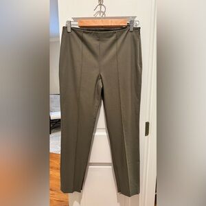 Theory khaki pants. Stretch fabric, side zipper, straight leg.